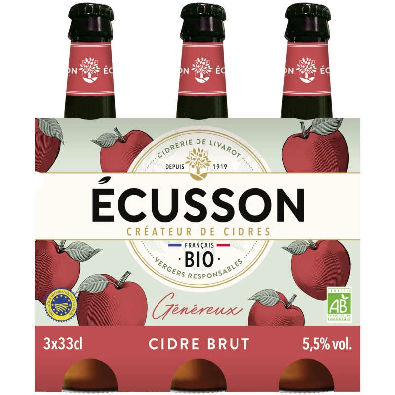 Cidre Ecus.brut Bio 3x33cl
