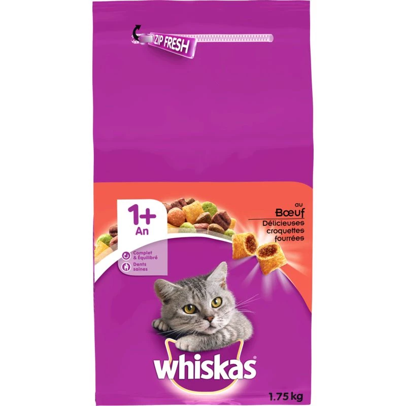 Alimento seco para gatos adultos com carne 1,75kg - WHISKAS