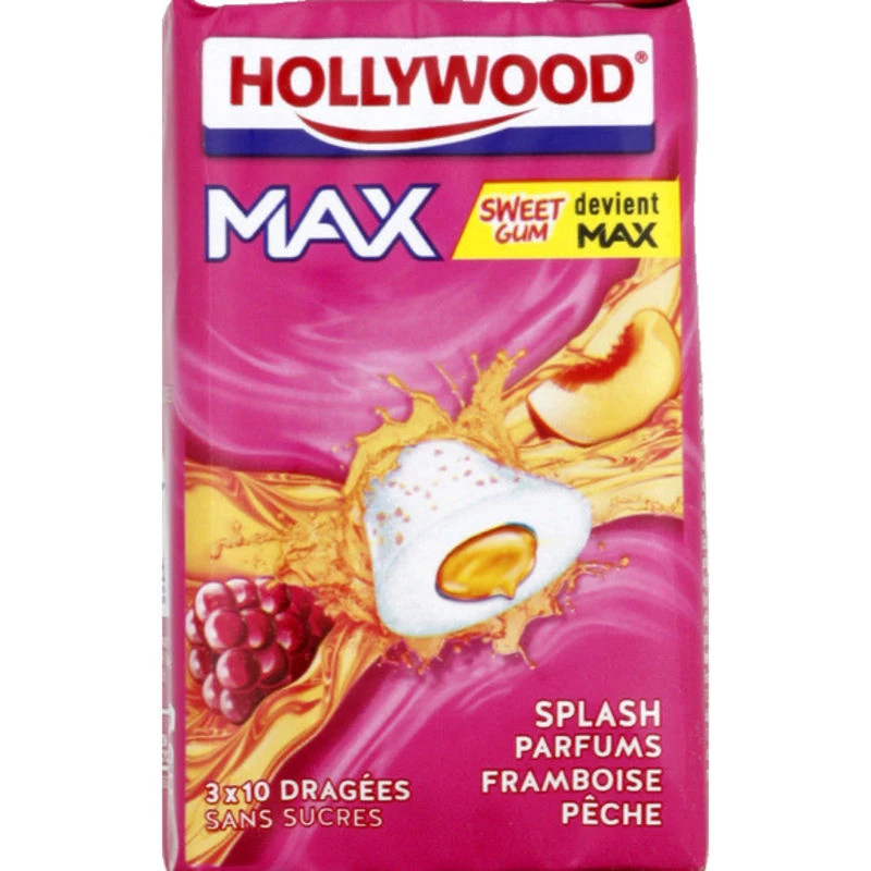 Chewing-gum Framboise/Pêche; 3x10 draguées - HOLLYWOOD