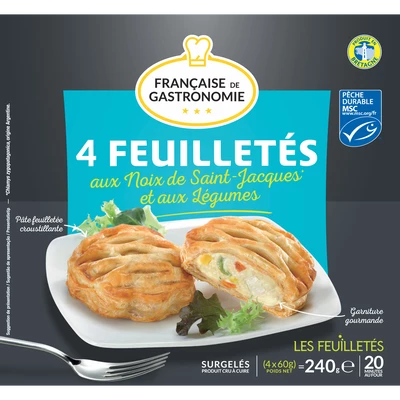 Feuilletés au noix de Saint-Jacques & légumes 4x60g - FRANÇAISE DE GASTRONOMIE