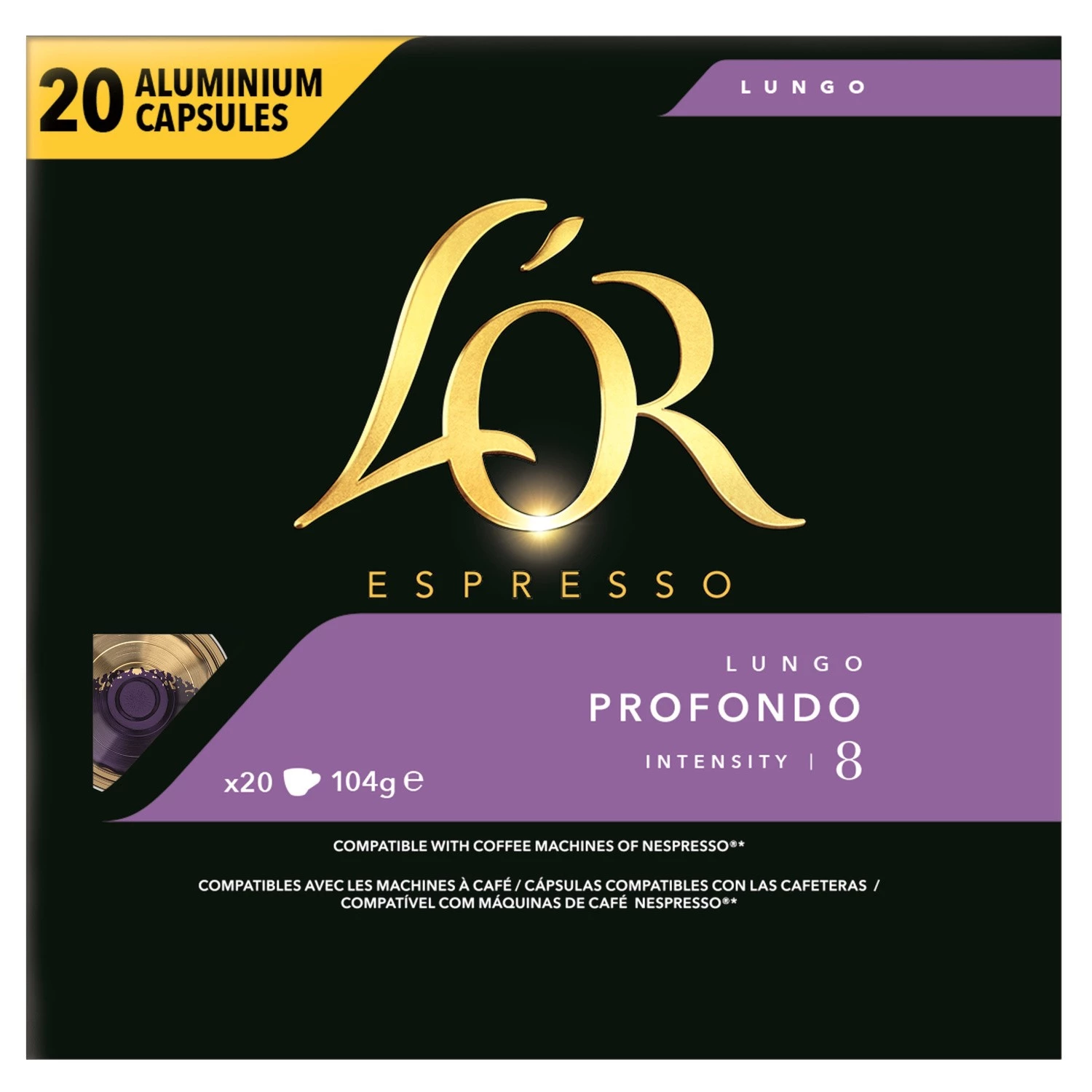 Café Lungo Profondo X20 Capsules Aluminium  104g - L'OR