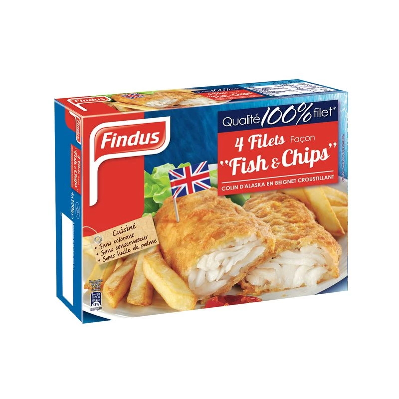 4 Filets Facon Fish Chips 400g
