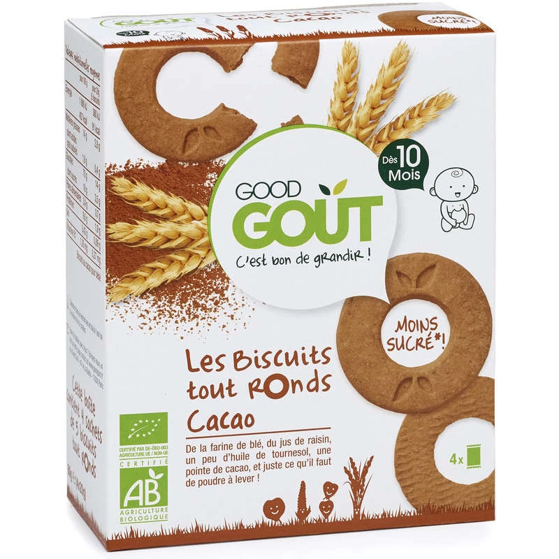 Biscuits tout ronds au cacao bio dès 10 mois 80g - GOOD GOUT