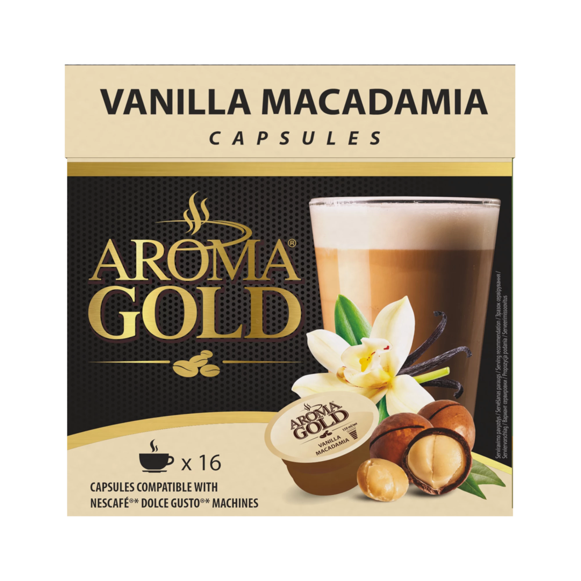 Café  Vanilla Macadamia Compatible Dolce Gusto X 16 - Aroma Gold