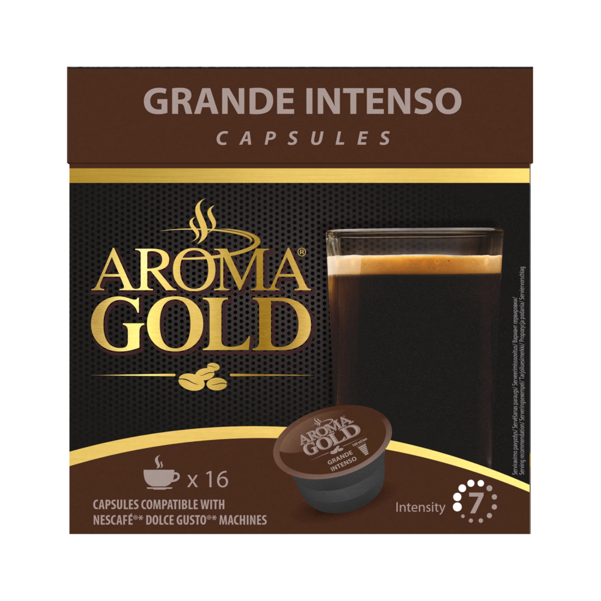 Großer, intensiver Kaffee, kompatibel mit Dolce Gusto X 16 – Aroma Gold