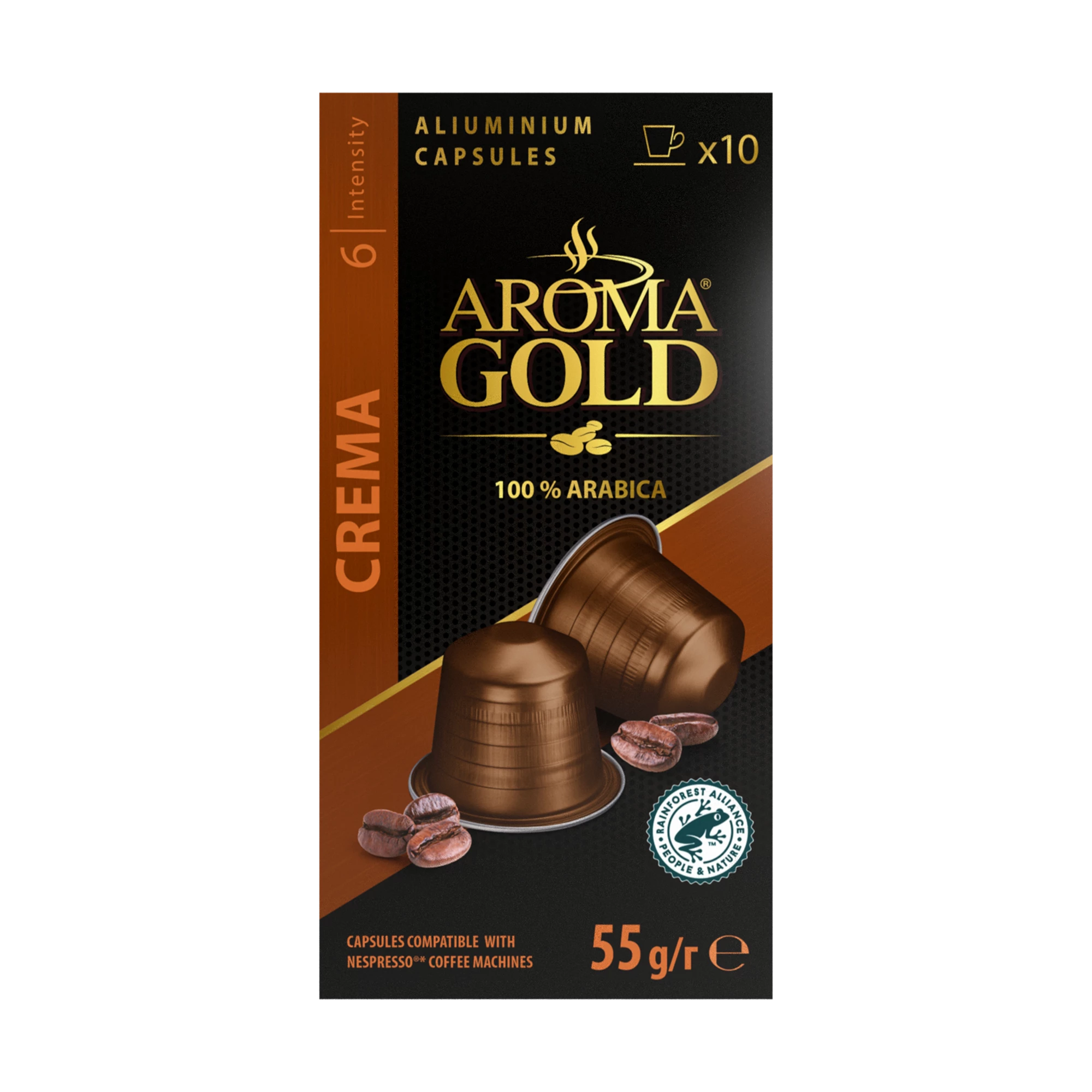 Café Crema kompatibel mit Nespresso X 10. (Intensität 6) – Aroma Gold