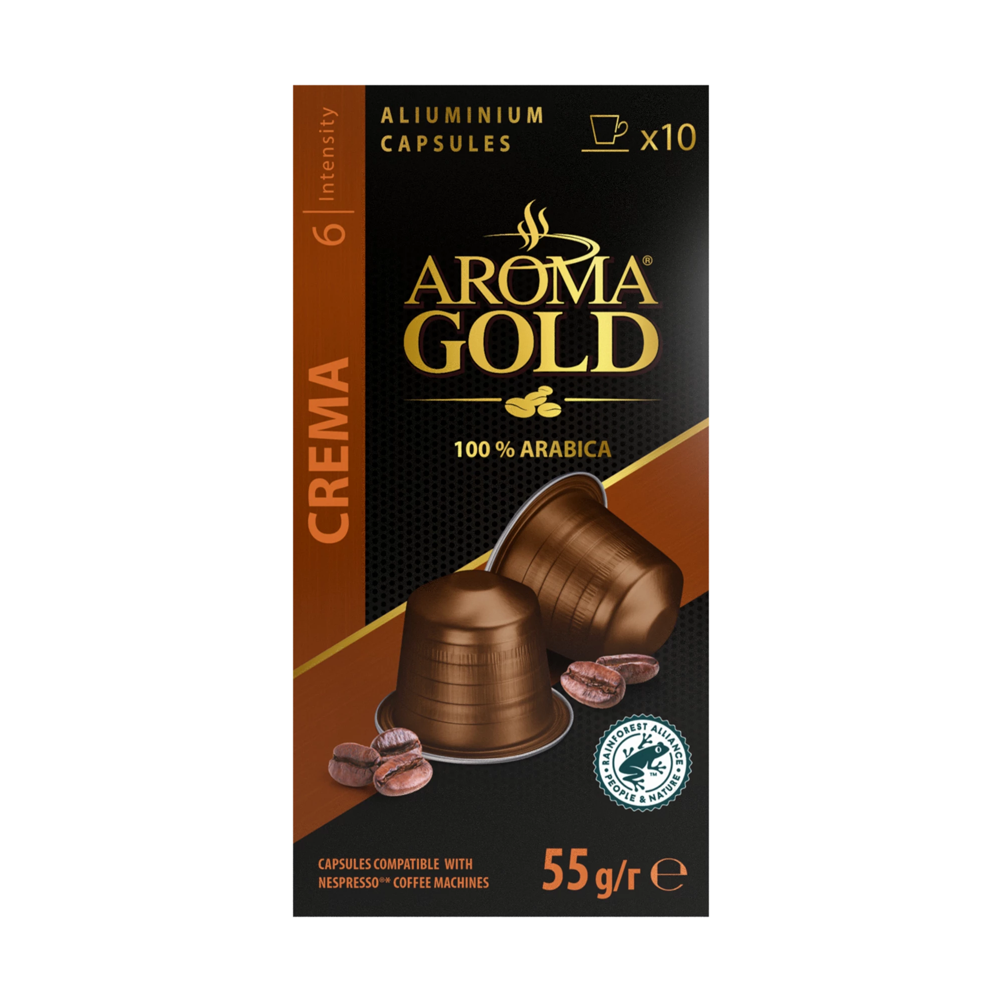 Café Crema Compatibele Nespresso X 10. (intensiteit 6) - Aroma Gold