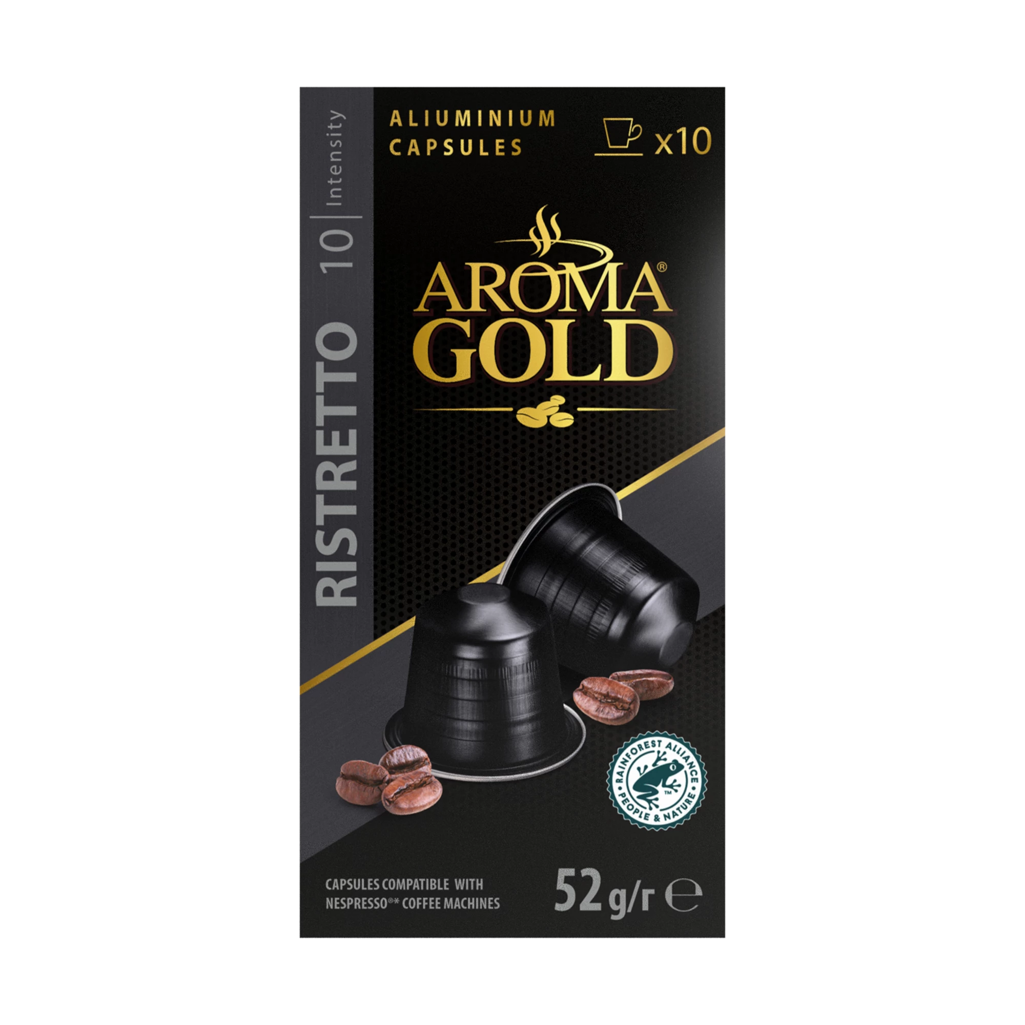 Café Ristretto Compatibele Nespresso X 10. (intensiteit 10) - Aroma Gold