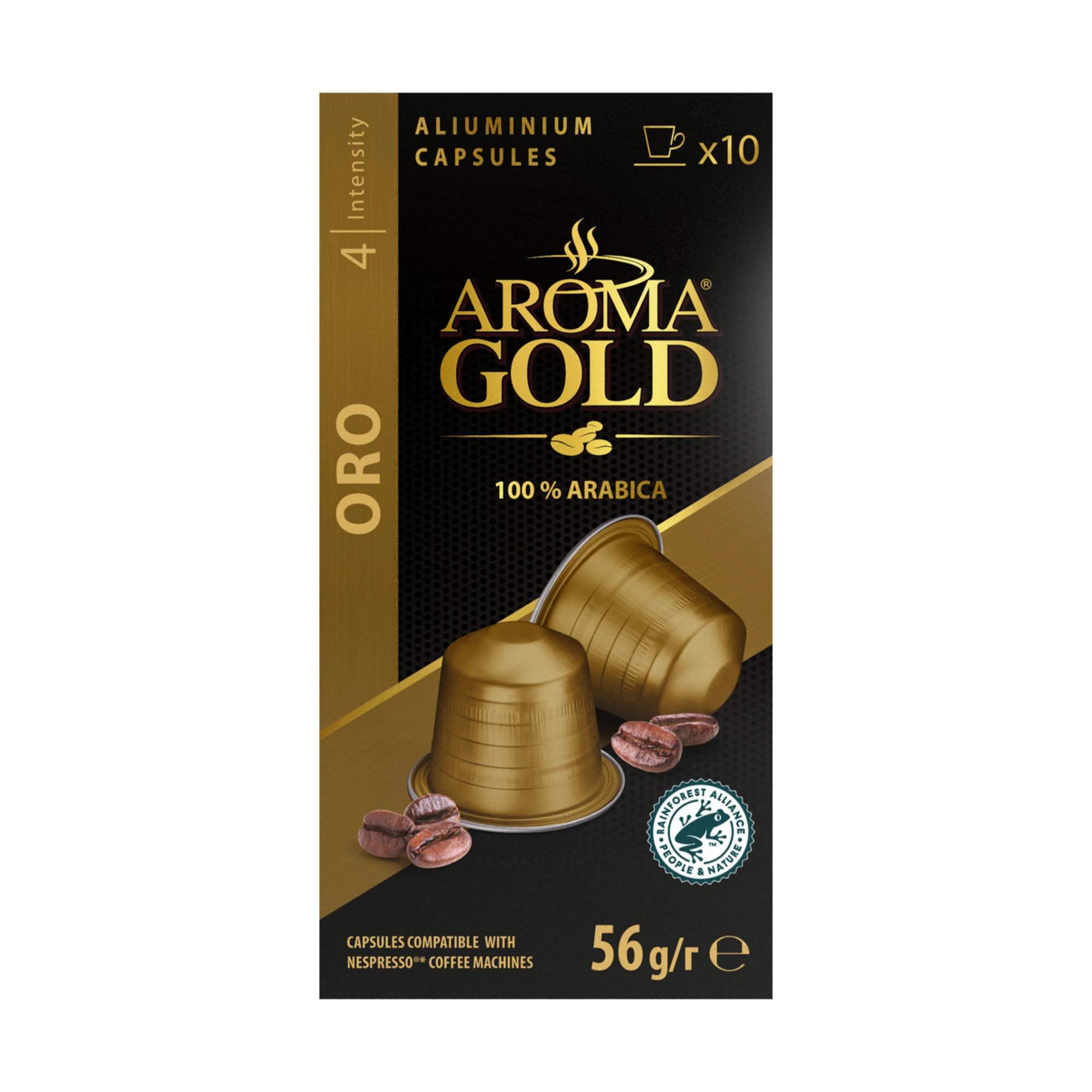 Café Oro kompatibel mit Nespresso X 10. (Intensität 4) – Aroma Gold