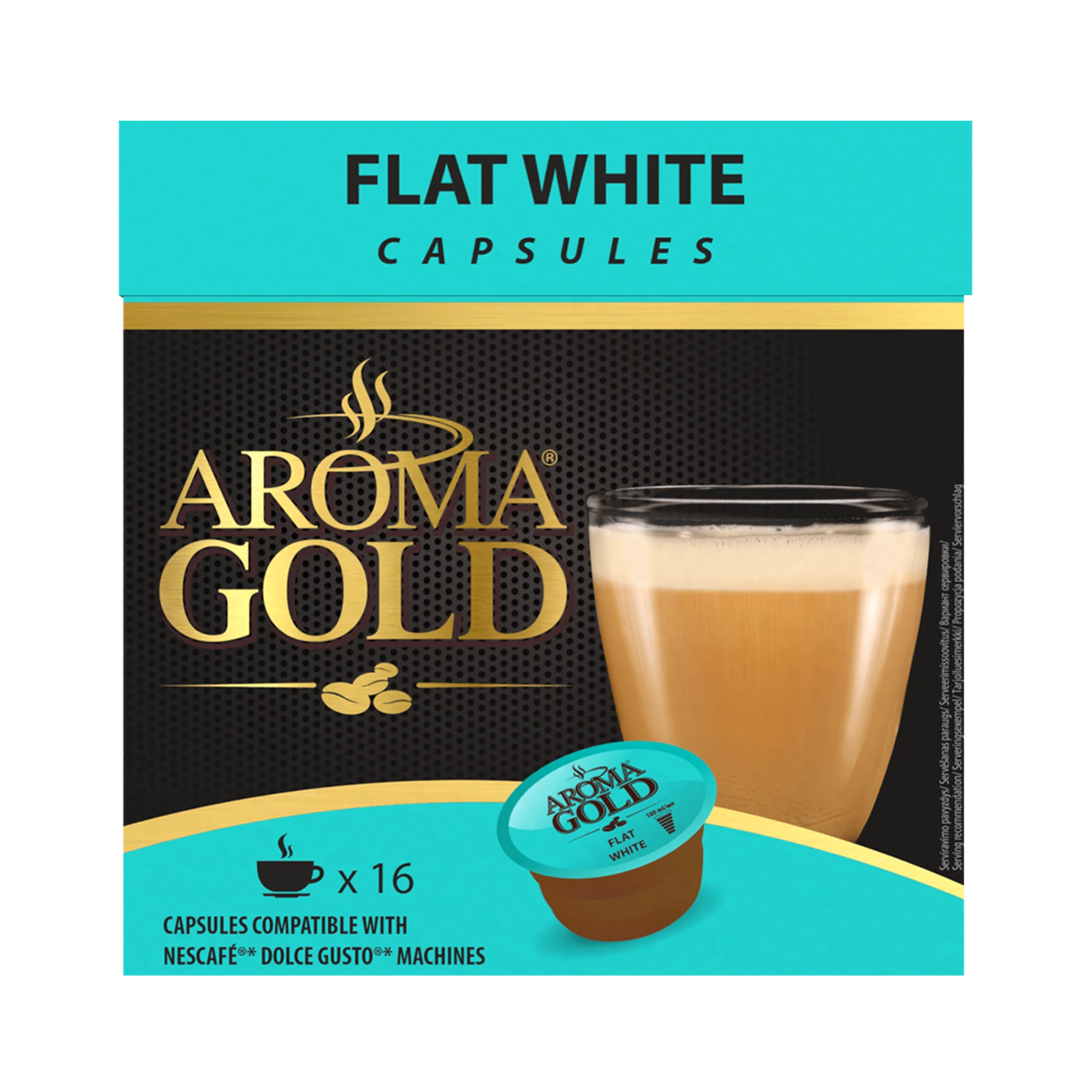 Café Flat White Compatible Dolce Gusto X 16 — Aroma Gold