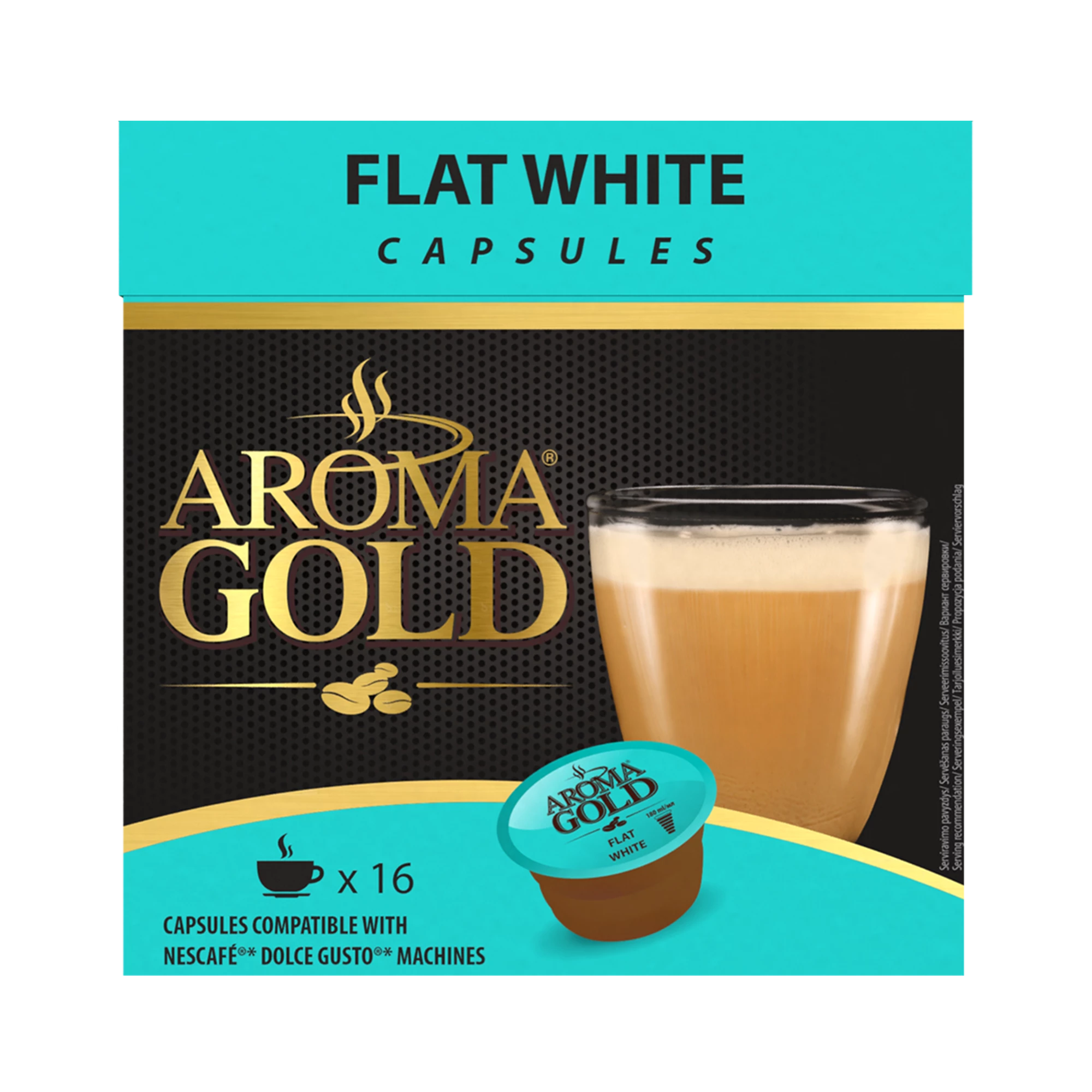 Café Flat White Compatible Dolce Gusto X 16 - Aroma Gold