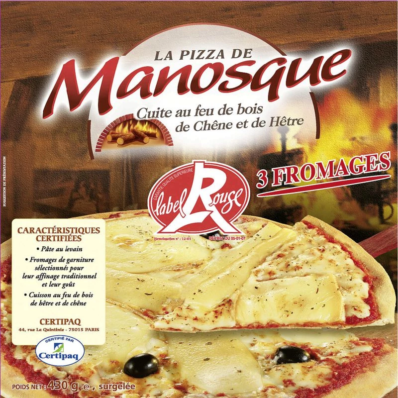Pizza 3 fromages 430g - MANOSQUE