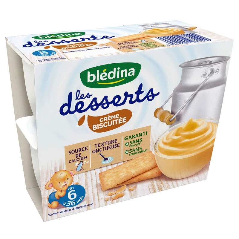 Dessert bébé crème biscuitée dès 6mois 4x100g - BLEDINA