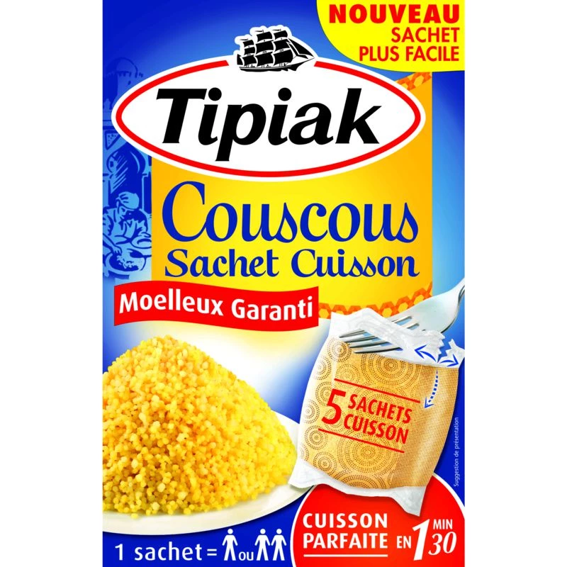 Couscous flavored with spices from around the world in 4x65g bags - TIPIAK