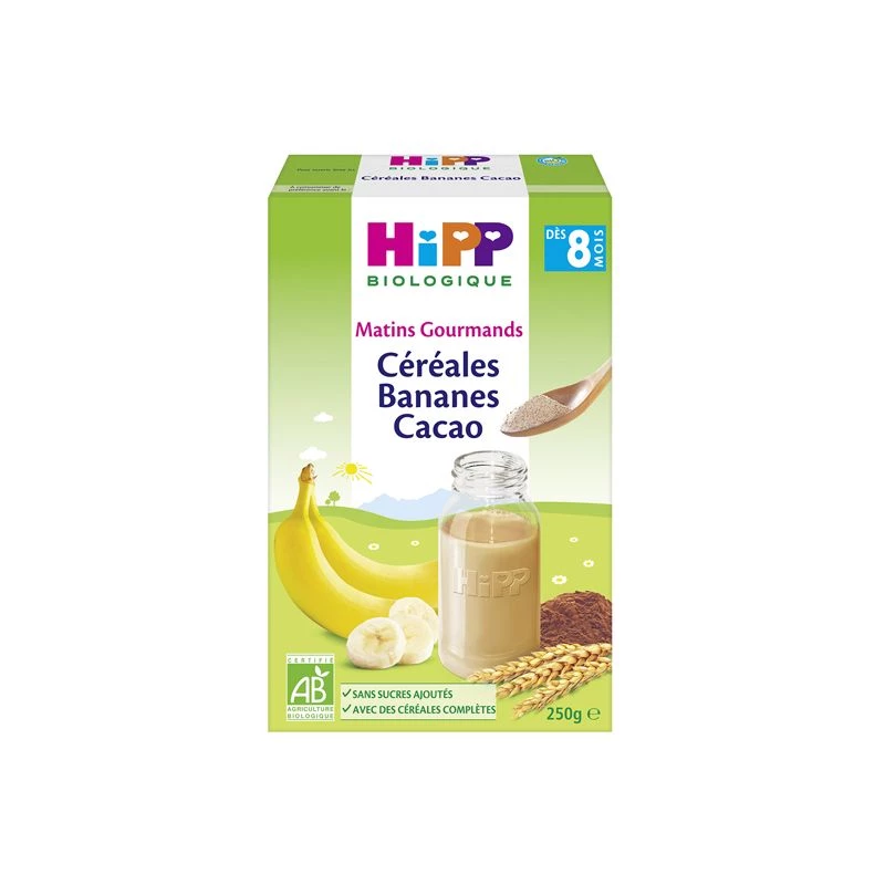 Céréales bébé bananes & cacao Bio dès 8mois 250g - HIPP