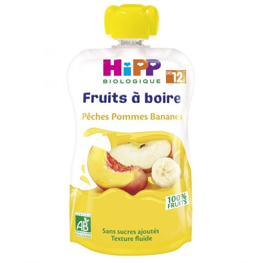 Gourde pèches/ pommes/ bananes BIO dès 12 mois 120ml - HIPP