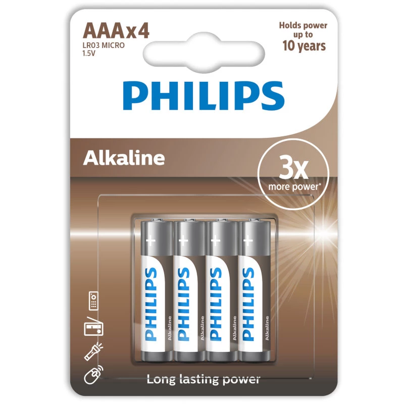 Philips alkaline batteries 1.5V 4 -room AAA - PHILIPS