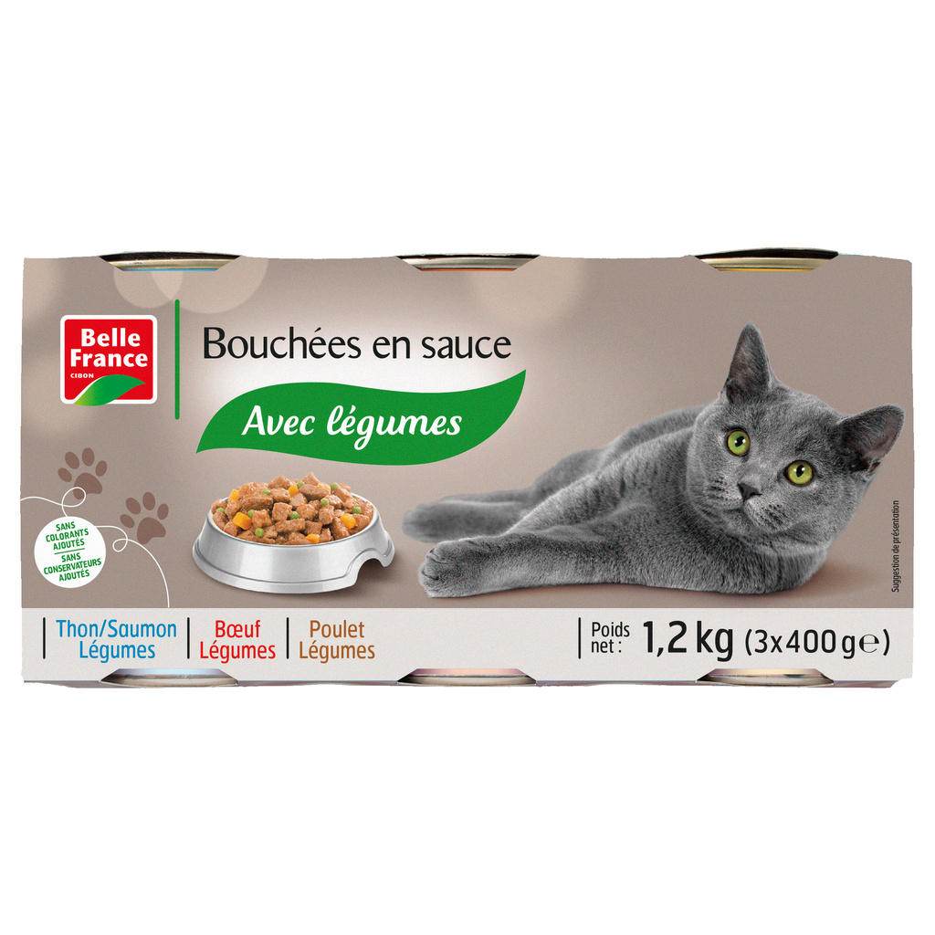 Belle France Pâtée Pour Chat En Sauce Multivariétés 3x400g 1,2kg - BELLE FRANCE