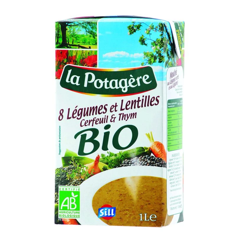 Soupe 8 légumes/lentilles BIO 1L - LA POTAGERE