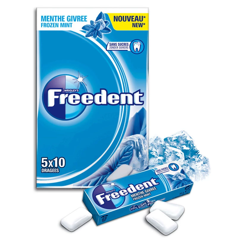 Chewing-gum menthe givrée 5x10 draguées - FREEDENT