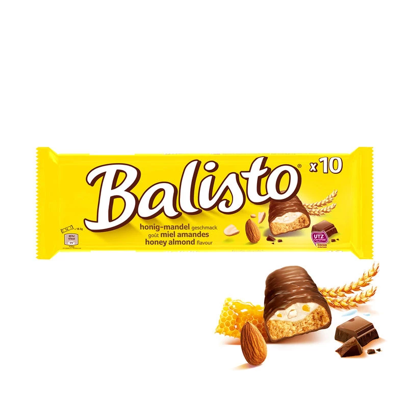 Tavolette di cioccolato alle mandorle con crema al latte e miele 10x18;5g - BALISTO