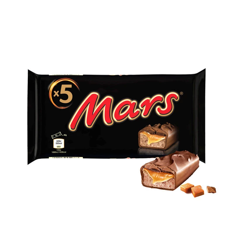 Barres chocolatées au caramel X5 225g - MARS
