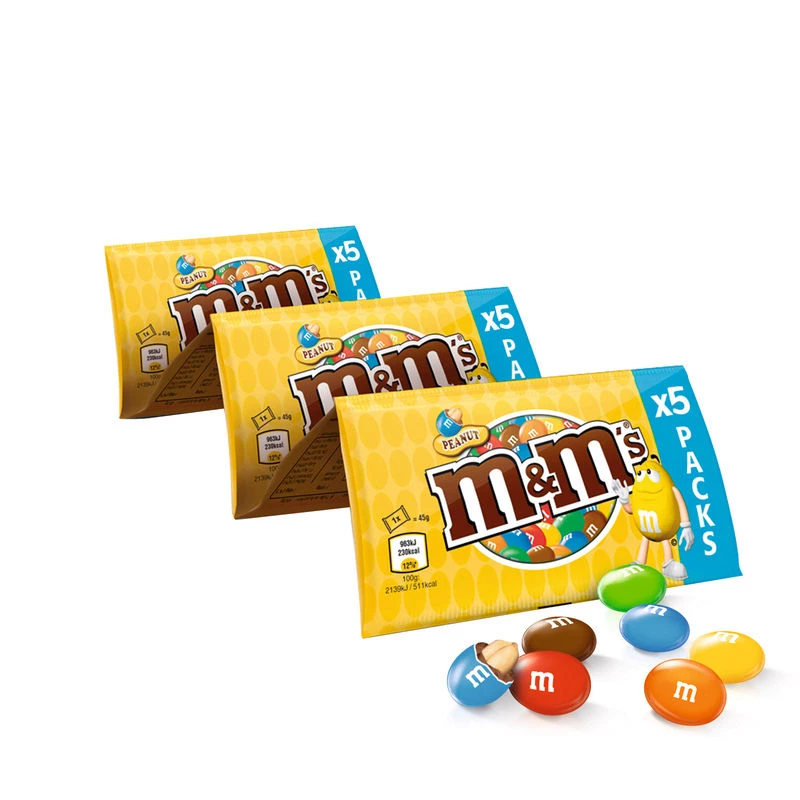 Met chocolade omhulde pinda's x5 verpakkingen van 225 g - M&M's