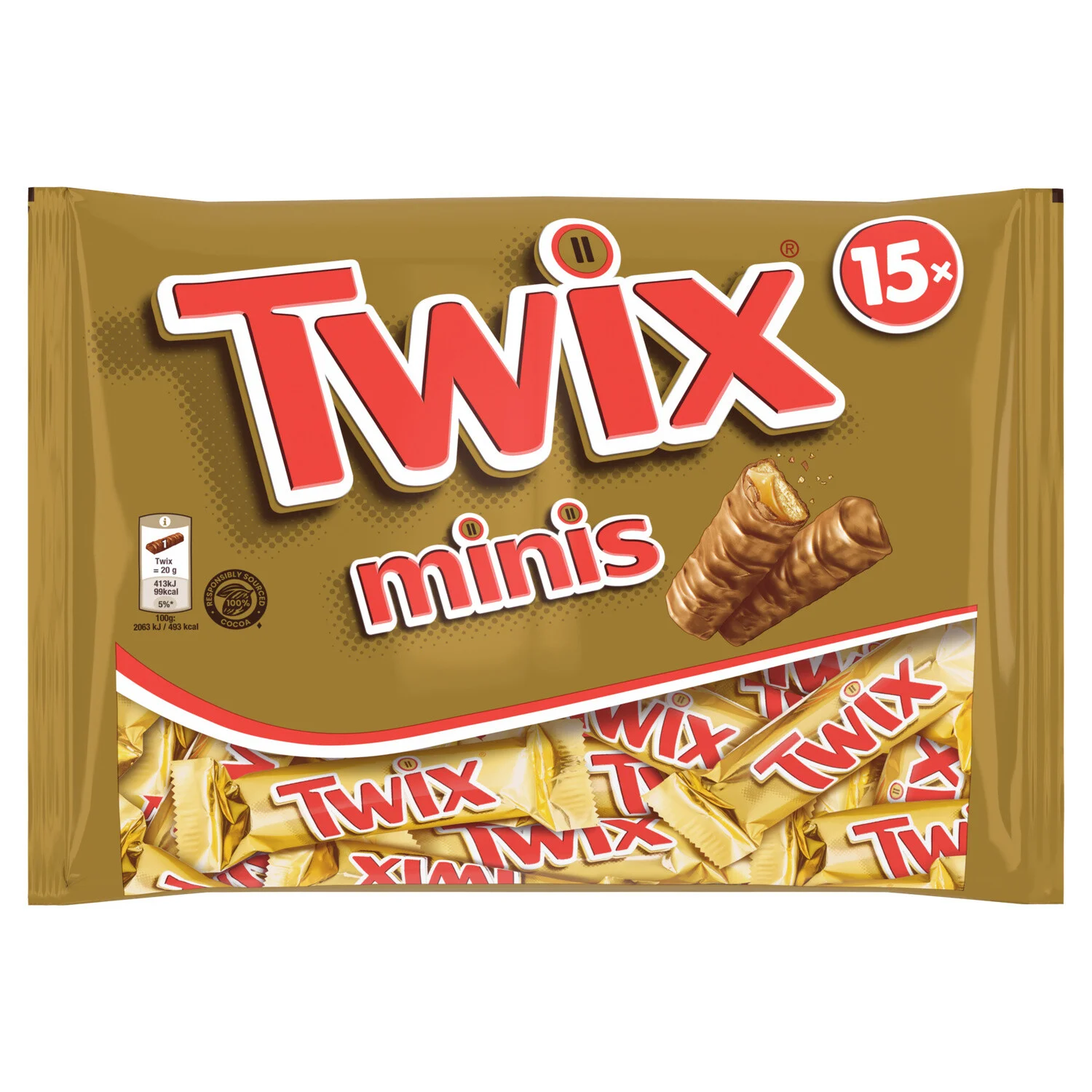 Chocolate and Caramel Coated Mini Biscuit Chocolate Bars 333g -twix