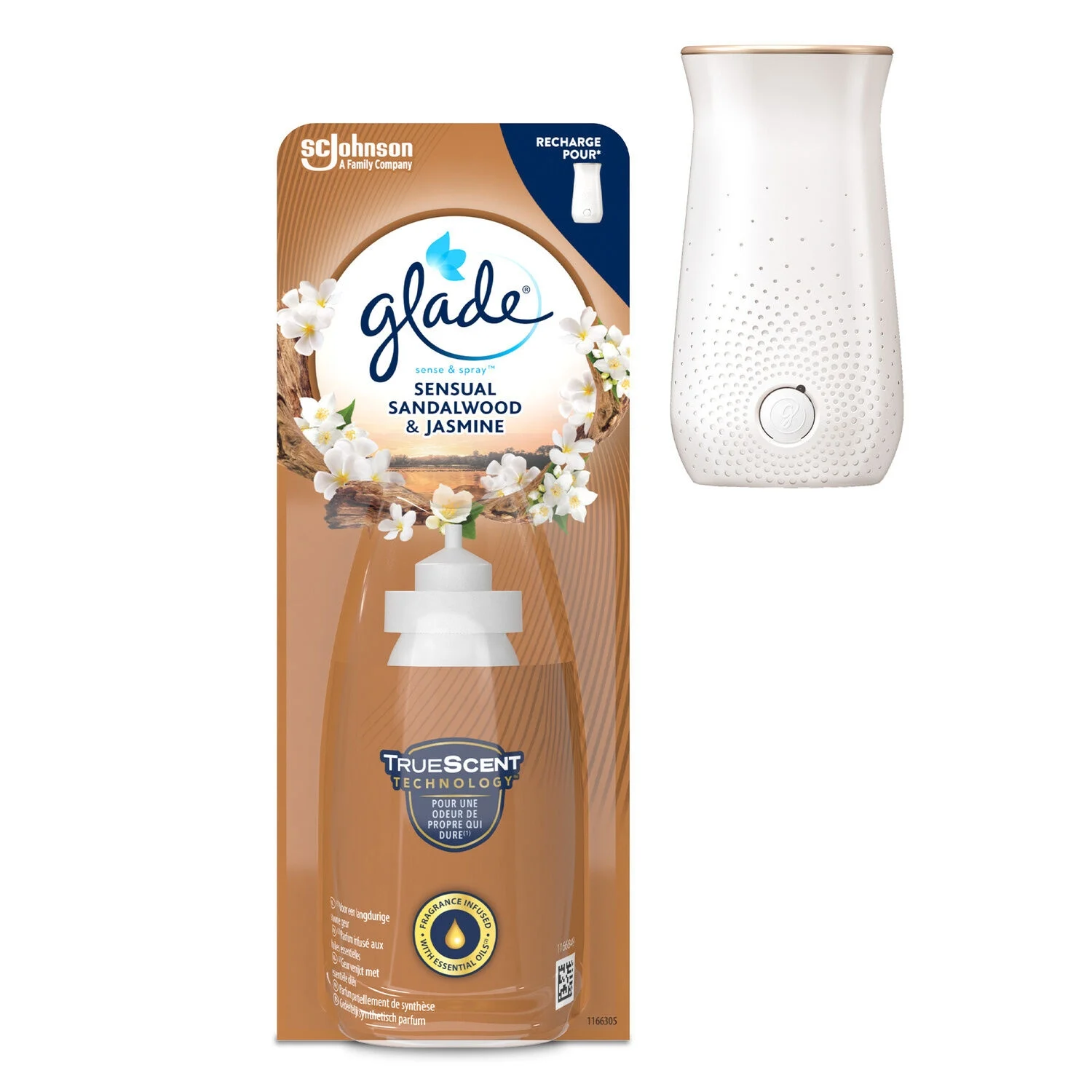 Recharging Deodorizing Santalwood Shape & Jasmin Sense & Spray 18ml - GLADE