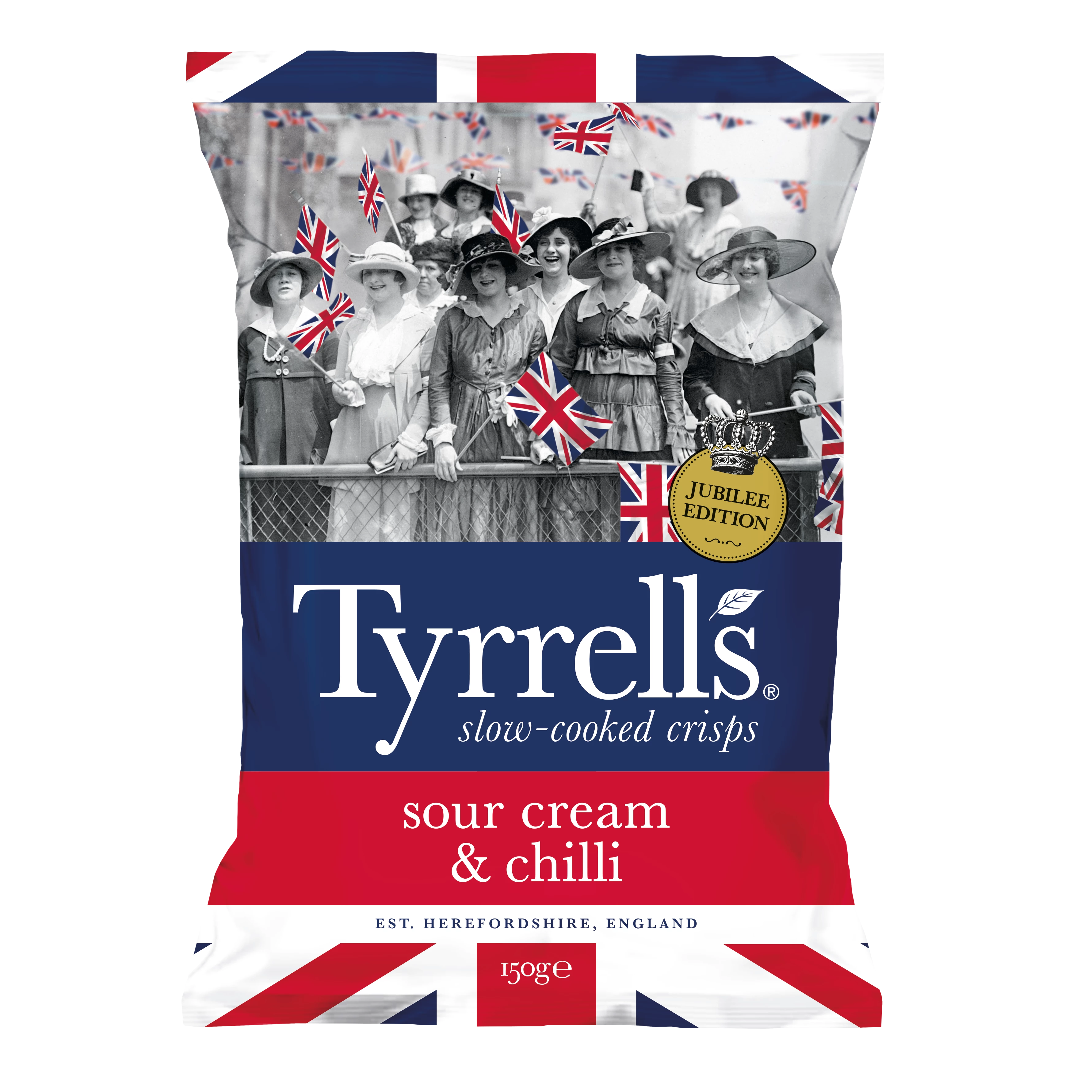 Potato chips sour cream chilli jubilee, 150g - TYRRELLS