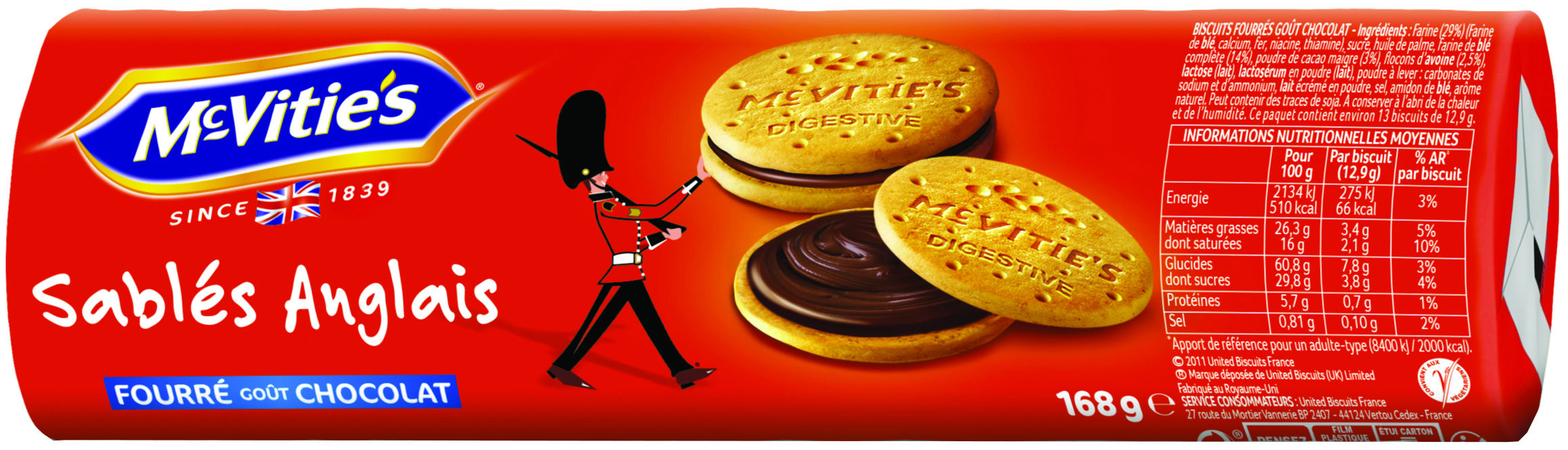 English Shortbread with Chocolate Filling 168g - MC VITIE'S