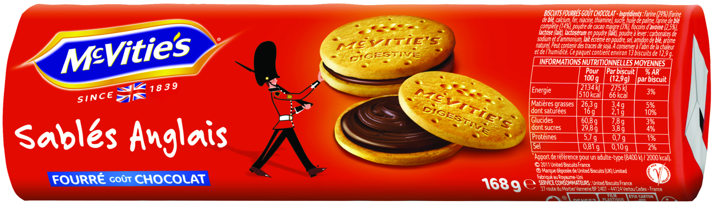 Shortbread Inglês com Recheio de Chocolate 168g - MC VITIE'S