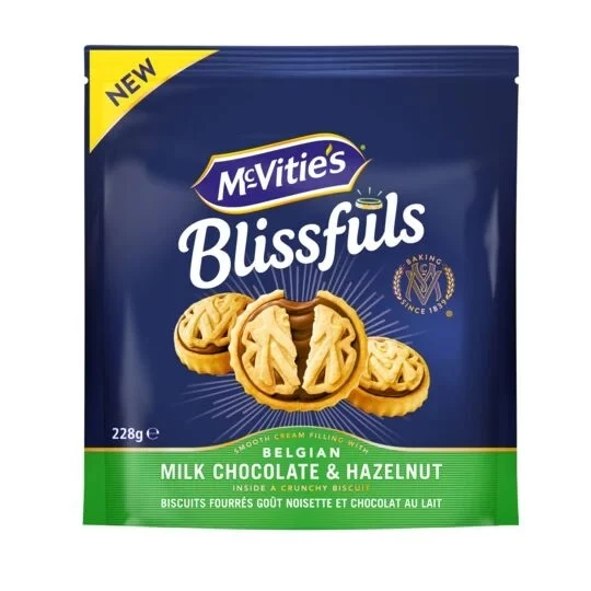 Biscuits Nappés Chocolat Lait et Noisette Blissfuls, 228g - MC VITIE'S