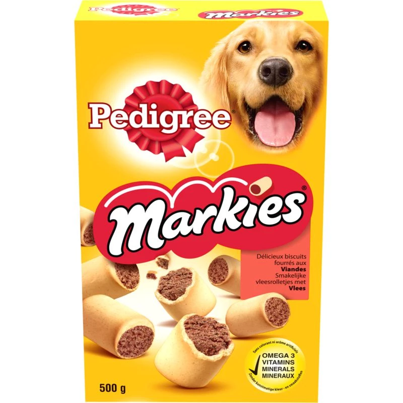 Biscoitos Markies recheados com carne 500 g - PEDIGREE