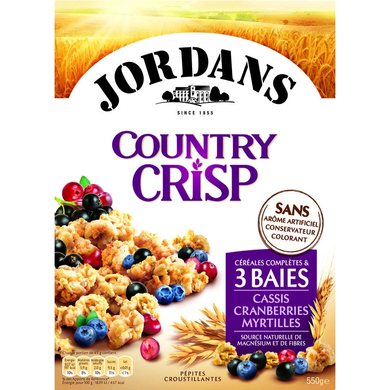 Céréales Country Crisp 4 Baies, 550g - JORDANS