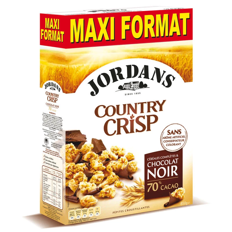 Céréales Country Crisp Chocolat Noir, 850g - JORDANS
