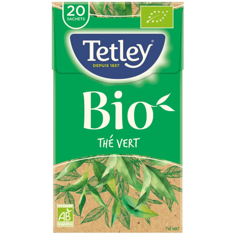 BoÃ®te De 20 Sachets Tetley ThÃ© Vert Classique Bio