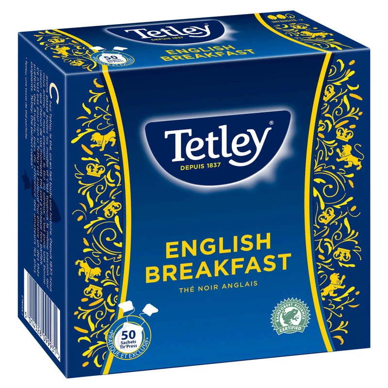 BoÃ®te De 50 Sachets Tetley Tir Press الإفطار الإنجليزي