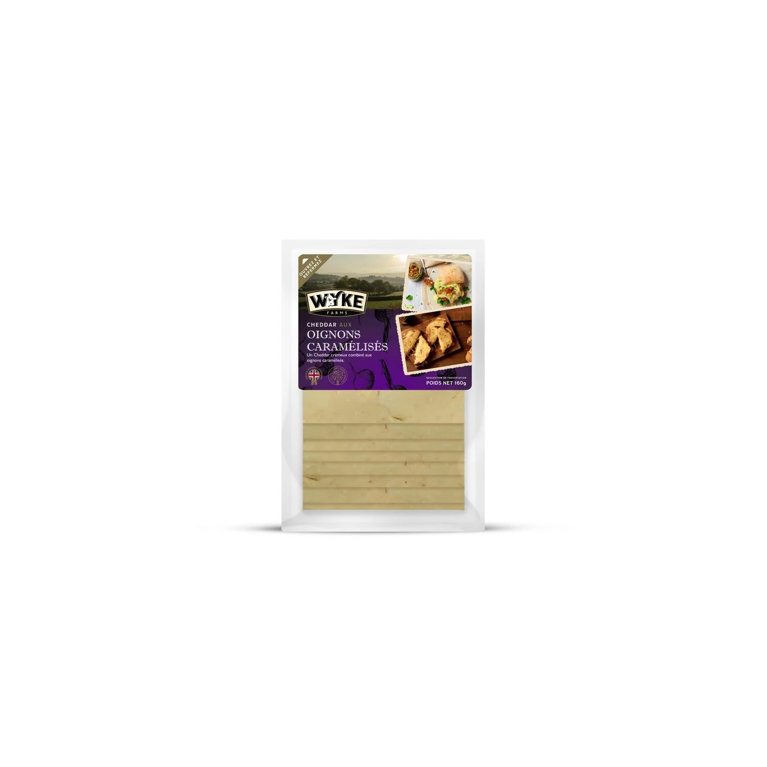 Käse Cheddar geschnittene karamellisierte Zwiebeln 160 g - Wyke Farms