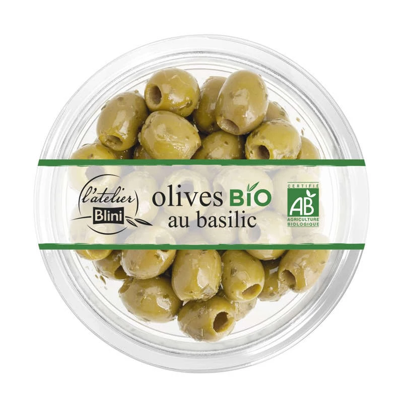 Olives Vertes Bio au Basilic 150g - L'ATELIER BLINI