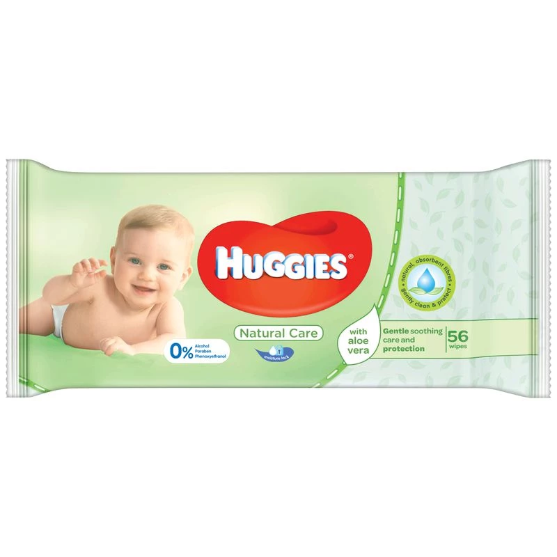 Baby Wipes Natural Care with Aloe Vera 56 Pcs - HUGGIES