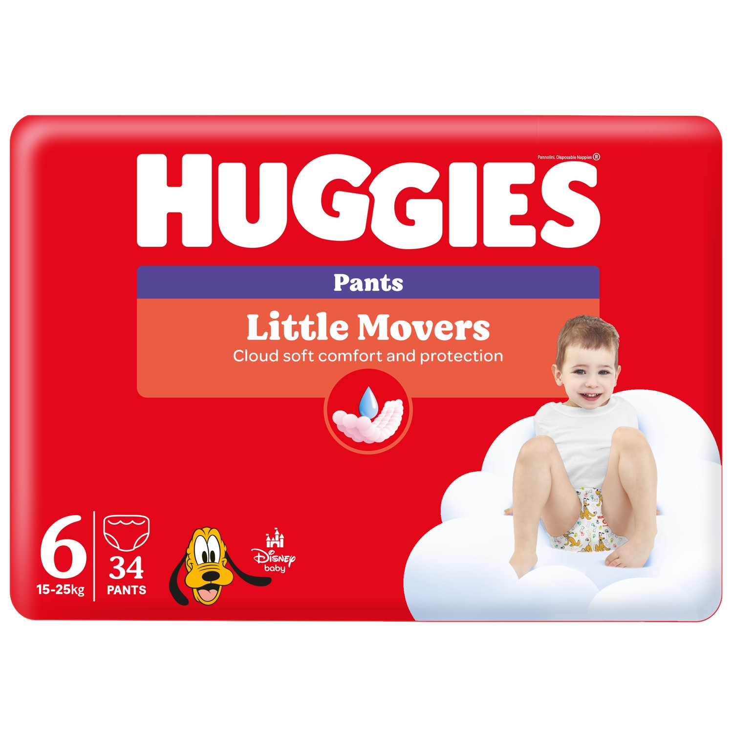 Couches-culottes Little Movers Pants taille 6 (15-25 kg) x34 - HUGGIES