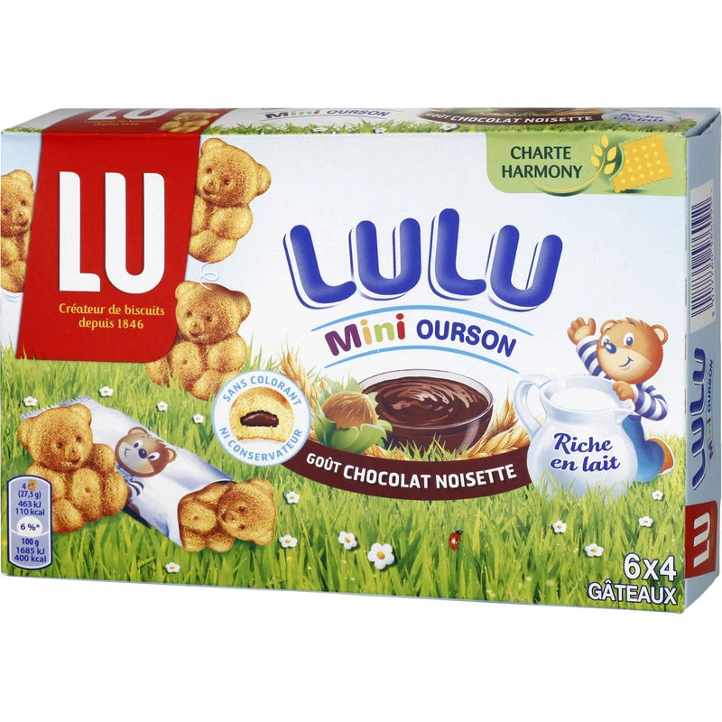 Mini ourson Lulu goût chocolat noisette 165g - LU