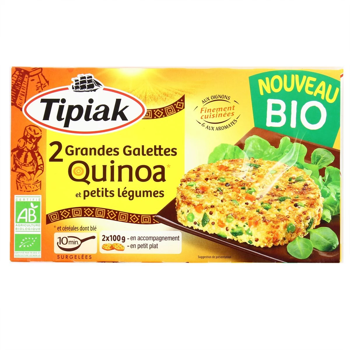 Grandes galettes quinoa & petits légumes BIO 2x100g - TIPIAK