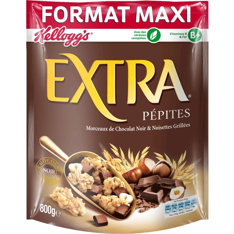 Extra Dark chocolate/hazelnut chips 800g - KELLOGG'S