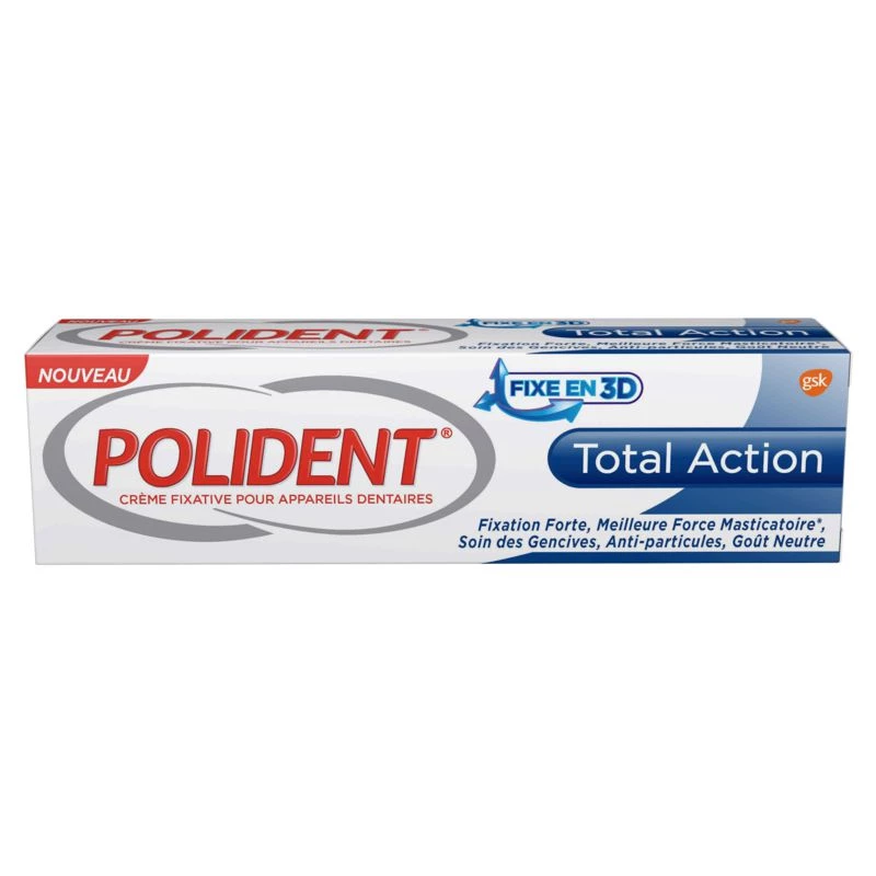 Crème fixative appareil dentaire Total action 40g - POLYDENT