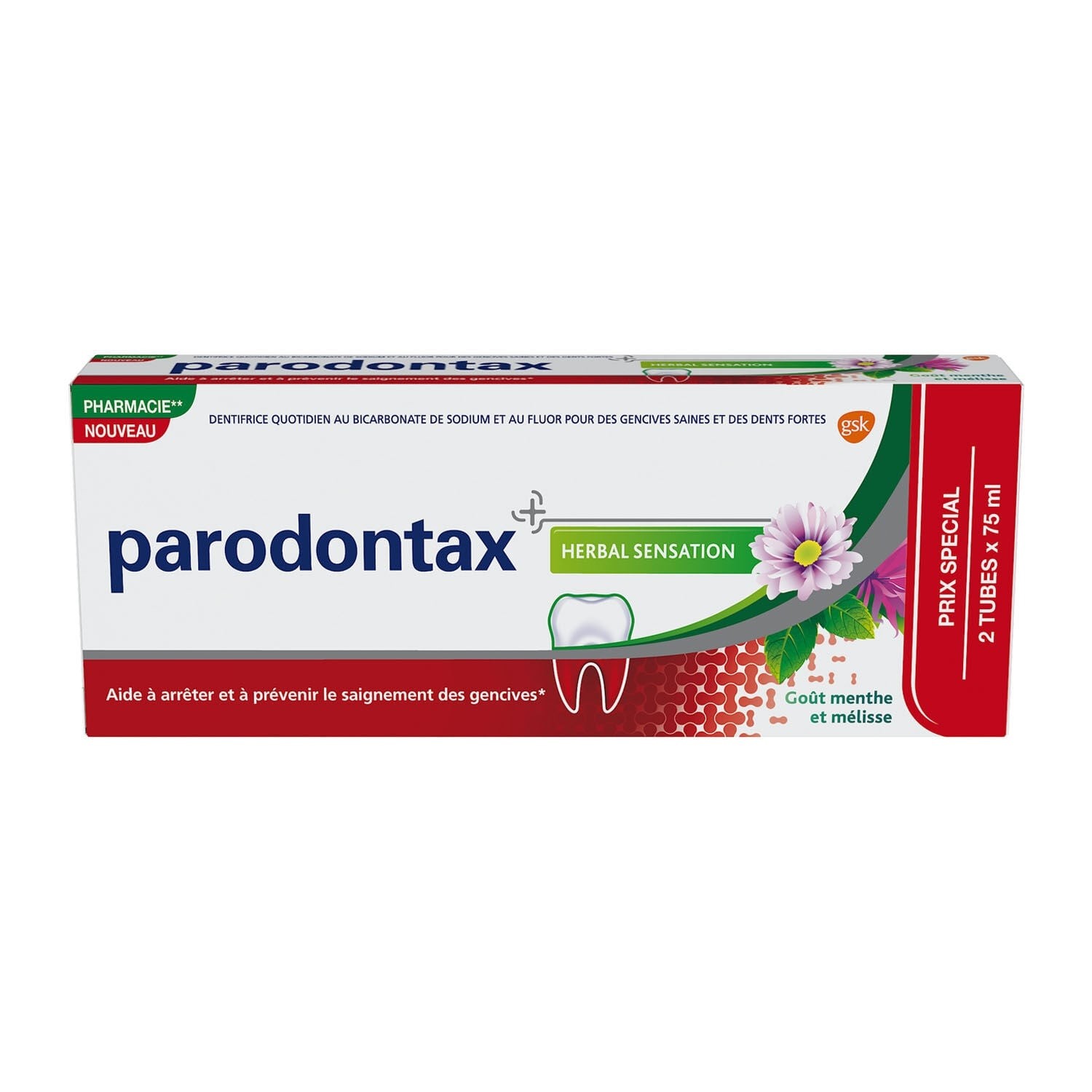 Dentifrice Herbal Sensation 75 ml lot de 2 - PARODONTAX