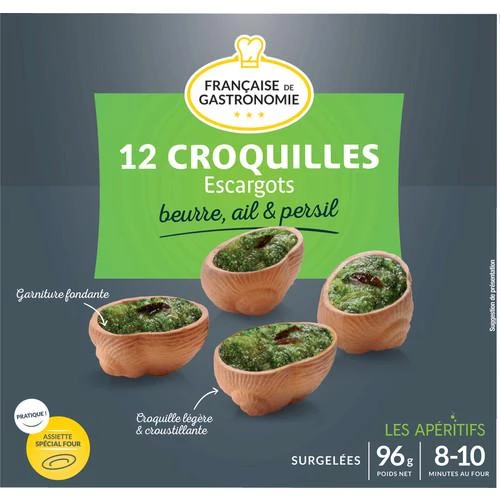 Croquilles escargots beurre, ails, persil x12 - FRANÇAISE DE GASTRONOMIE