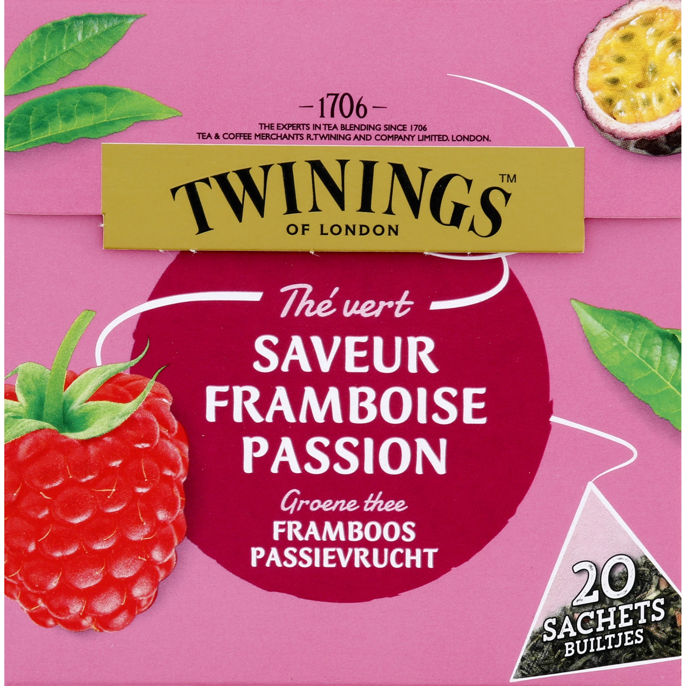 Frambozen-passievrucht groene thee x20 32g - TWININGS