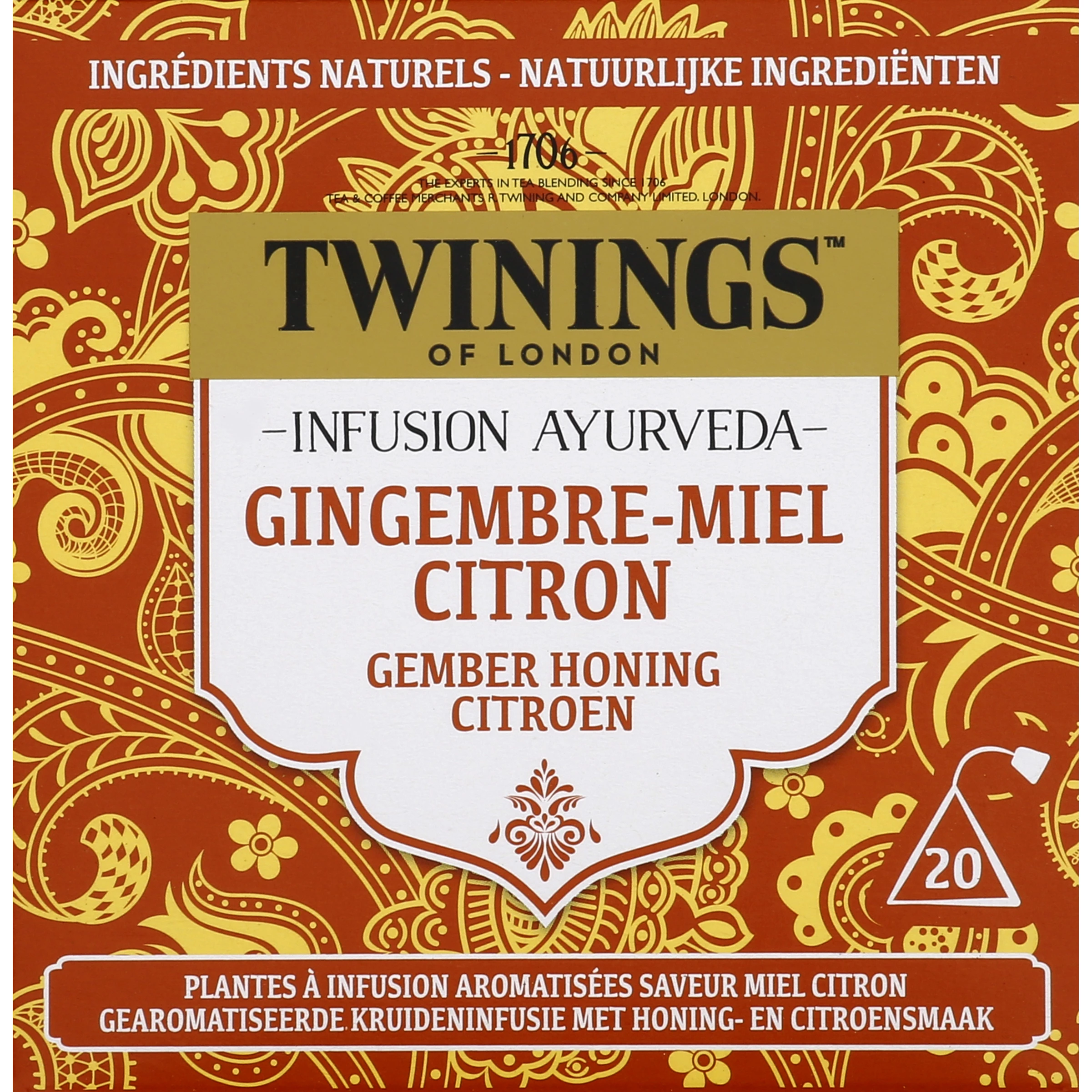 Infusão Ayurveda Gengibre, Mel, Limão x20, 32g - TWINNINGS